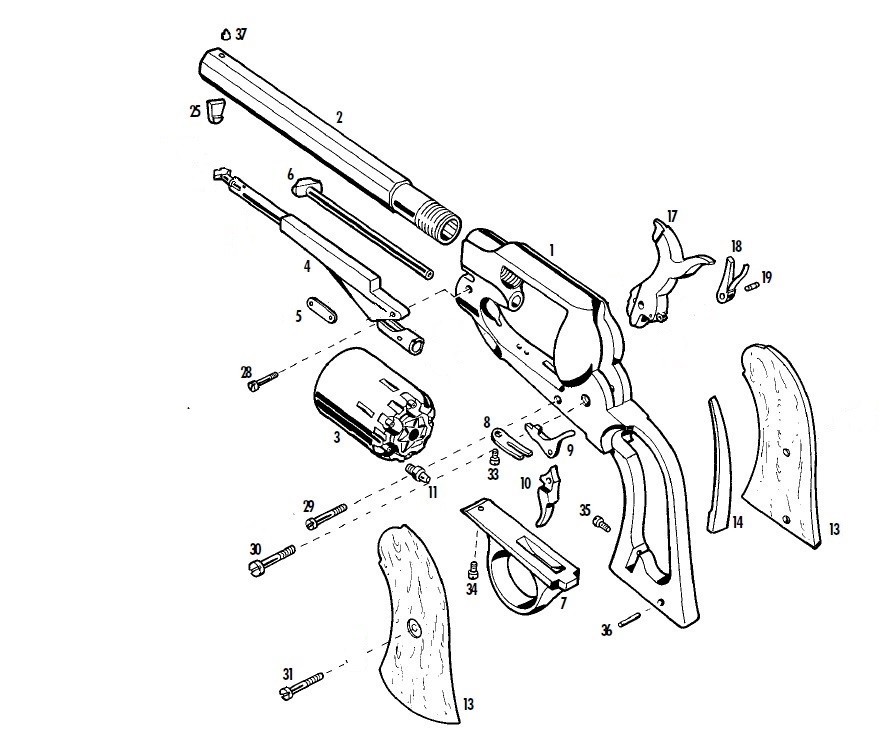 Schemat Remington 8 Pietta Budowa Broni Saguaro Arms