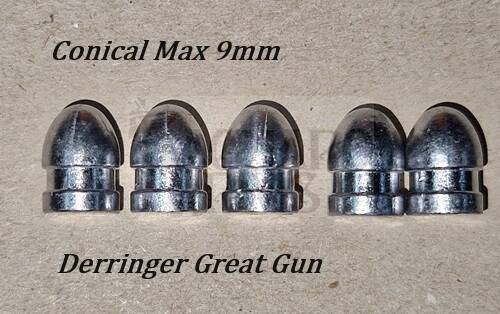 Conical Max Bullets 9mm Derringer Great Gun