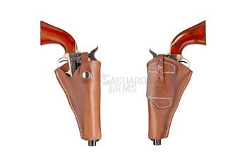 Leather holster short brown with strap