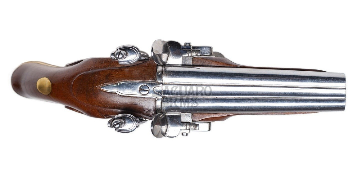 Double barrel flintlock pistol