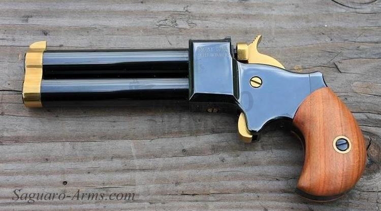 Pistolet czarnoprochowy Derringer 9mm 3" kurek, muszka spust  TiN