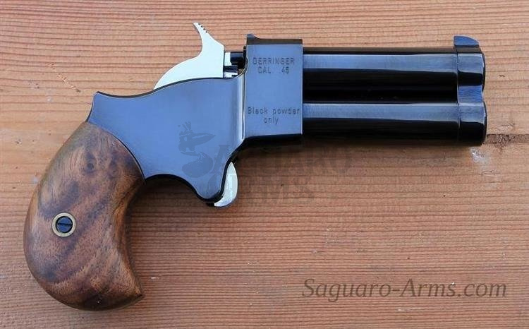 Pistolet czarnoprochowy Derringer .45 2,5"  chromowany spust,kurek