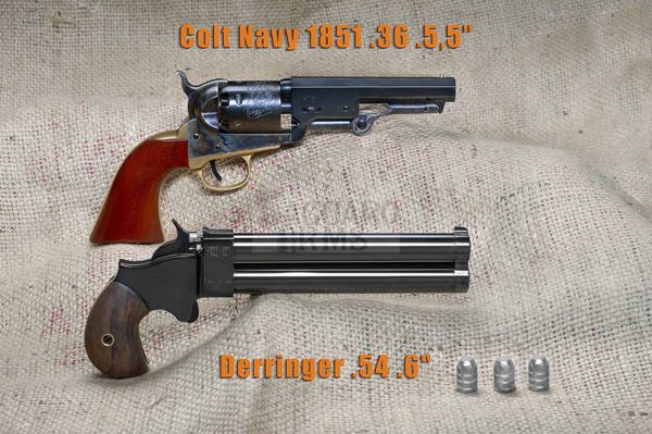 Pistolet czarnoprochowy Derringer .54  .6" czarny